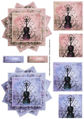Floral Violin Stacked Star Toppers