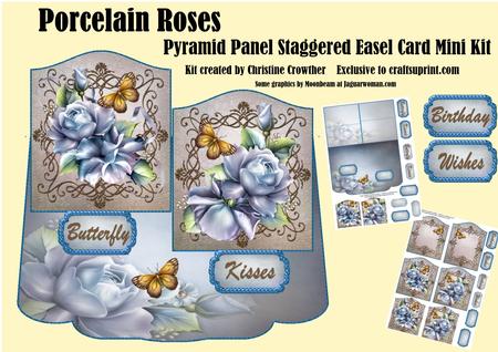 Porcelain Roses Pyramid Panel Staggered Easel Mini Kit