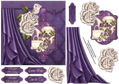 Time for Tea - Side Satin Draped Decoupage Card