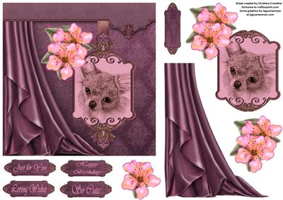 So Cute Chihuahua - Side Satin Draped Decoupage Card