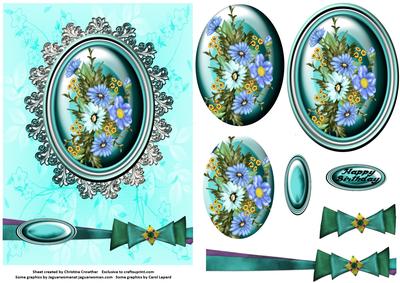 Blue Floral Cameo Pyramage