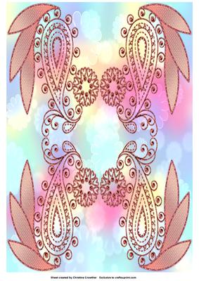 Pink Paisley Jewels on Bokeh Background