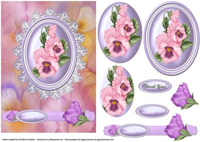 Pansy Floral Cameo Pyramage