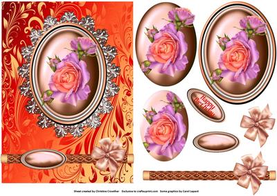 Rose Floral Cameo Pyramage