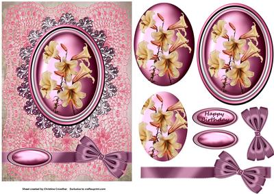 Day Lily Floral Cameo Pyramage