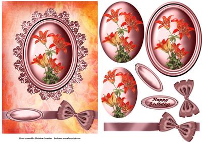 Stargazer Lily Floral Cameo Pyramage