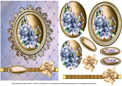 Porcelain Roses Floral Cameo Pyramage