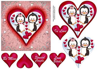 Penguin Love Birds - Valentine Anniversary Engagement