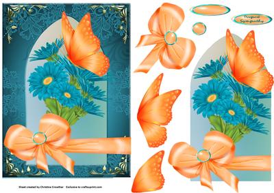 Blue Gerbera and Orange Butterfly Arch