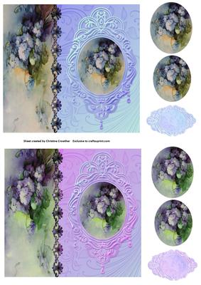 Vintage Floral Side Panel Pyramid - Violets
