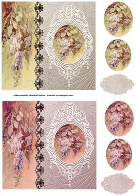 Vintage Floral Side Panel Pyramid - Wisteria 1