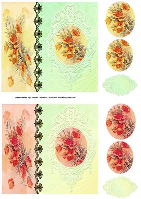 Vintage Floral Side Panel Pyramid - Californian Poppies
