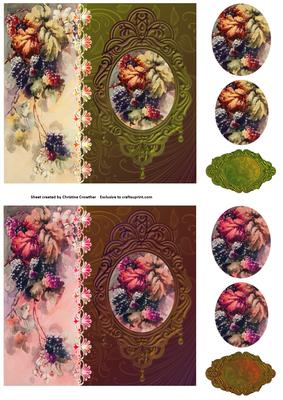 Vintage Floral Side Panel Pyramid - Blackberries 2