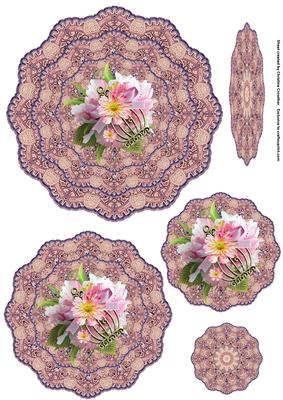 Spring Flowers Vintage Doily Trio Topper