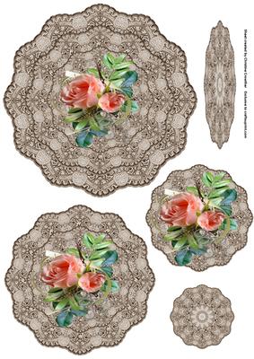 Roses for You Vintage Doily Trio Topper
