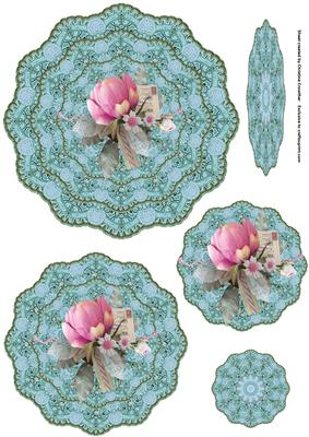 Peony Vintage Doily Trio Topper