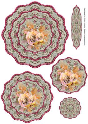 Paradise Rose Vintage Doily Trio Topper