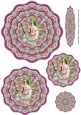 Butterfly Vignette Vintage Doily Trio Topper