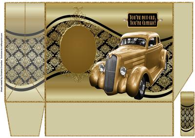 Golden Gatsby Classic Car - Large 19x15x6cm Gift Bag