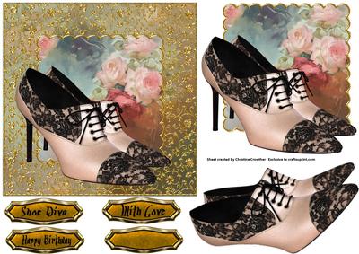 Shoe Diva - Pearly Lace Shoes with Roses