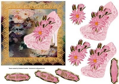 Shoe Diva - Pink Lace Platform Stilettos -asters & Waterlily