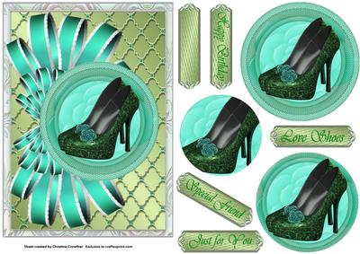 Emerald Shoes Bow and Circle Pyramid Card
