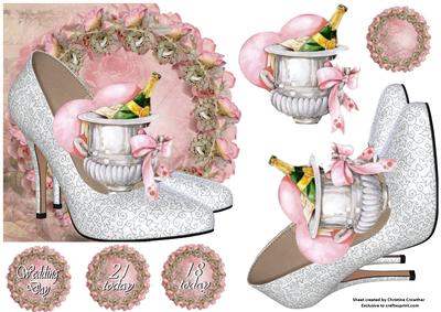 Champagne Shoes for Wedding or Coming of Age Shaped Card