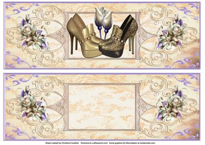 Golden Shoes with Roses - Large Dl Quick Card Front & Insert