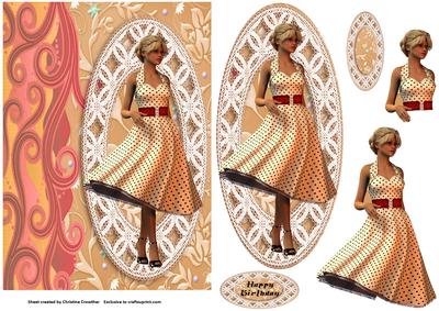 Ladies on Lace Panels - Black & Cream Elegance