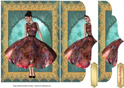 Floral Fifties Dress 1 - Wavy Edged Side Stacker