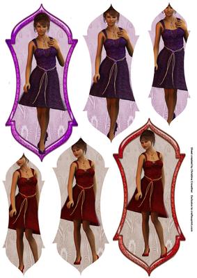 Cocktail Dress - Two Ornate Pyramid Toppers