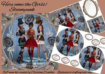 Here Come the Girls! Steampunk 8x8 Mini Kit