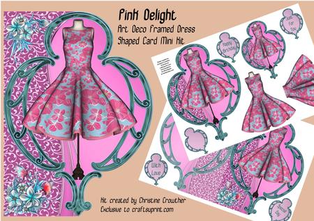 Pink Delight - Art Deco Framed Dress Shaped Card Mini Kit