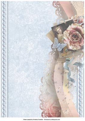 Shabby Chic Floral Twisted Edge Background 3 - Blue