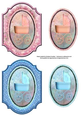 Baby Girl and Boy Vintage Pram Toppers