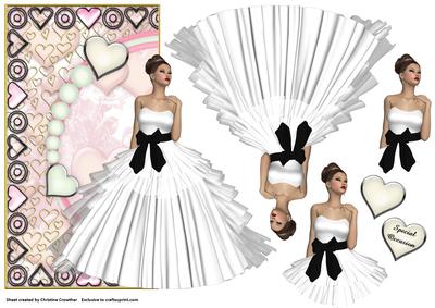 Special Occasion White Gown Shaped Card