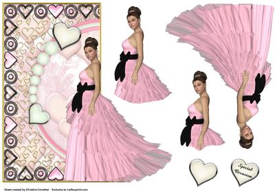 Special Occasion Pink Gown Shaped Card