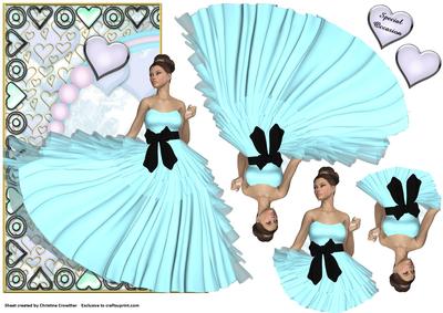 Special Occasion Aqua Gown Shaped Card