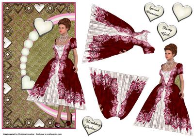 Special Occasion Red Rose Dress Shaped Card