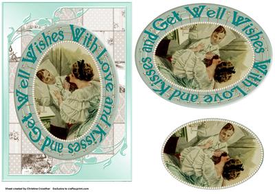 Vintage Nursing Lady and Patient Get Well Quick Pyramid Card