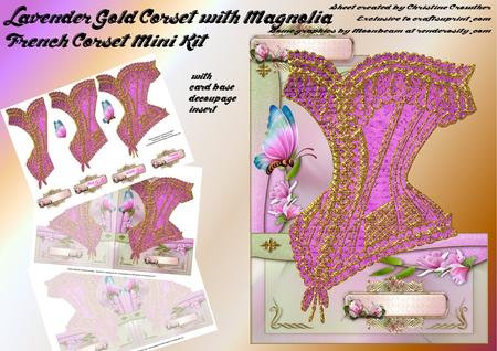 French Corset Minikit - Lavender & Gold Corset with Magnolia