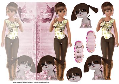 Best Buddies - Kacey & Lucky - Shaped Dl Card with Decoupage