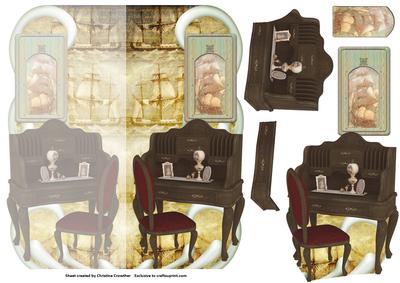 The Captain's Desk - Shaped Dl Card with Decoupage