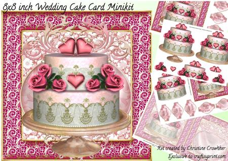 8x8 Inch Wedding Cake Minikit - Anniversary Valentine Love