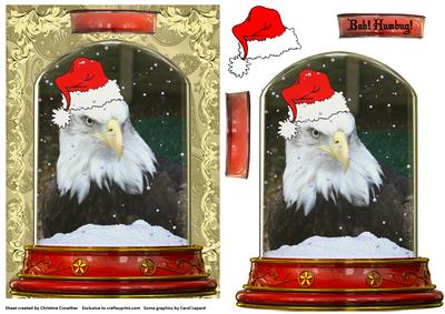 Snowglobe - Bah Humbug Bald Eagle in Xmas Hat