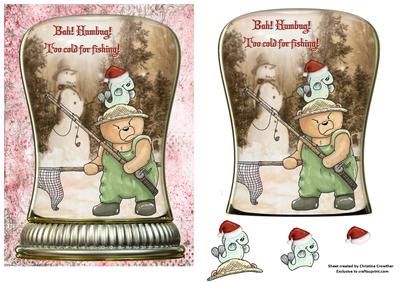Bah!humbug! Too Cold for Fishing! Grumpy Xmas Bear Snowglobe