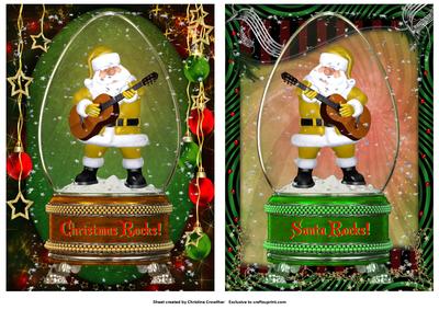 Christmas / Santa Rocks! Two Quick Card Fronts
