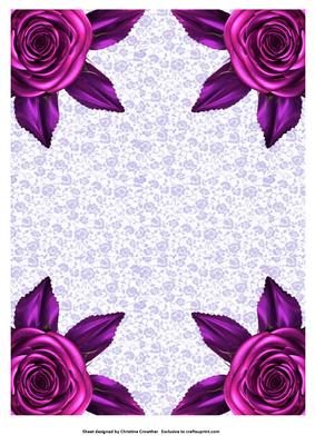 Purple Lace Purple Rose Corners Background