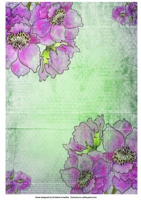 Anemones on Green Vintage Background