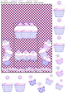 Cupcake Heaven Birthday Stagger Fold Card with Decoupage